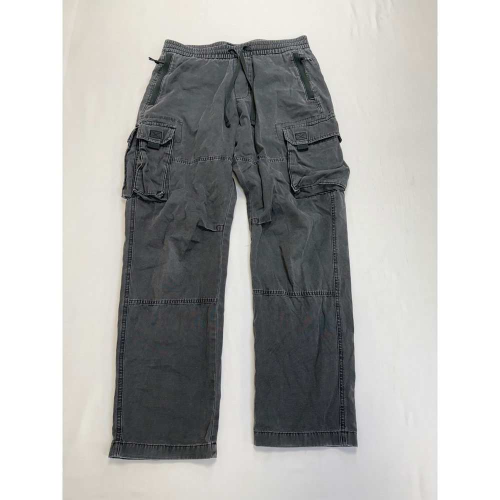 Abercrombie & Fitch Mens Y2K Cargo Pants Faded Black Elastic Waist Small Long